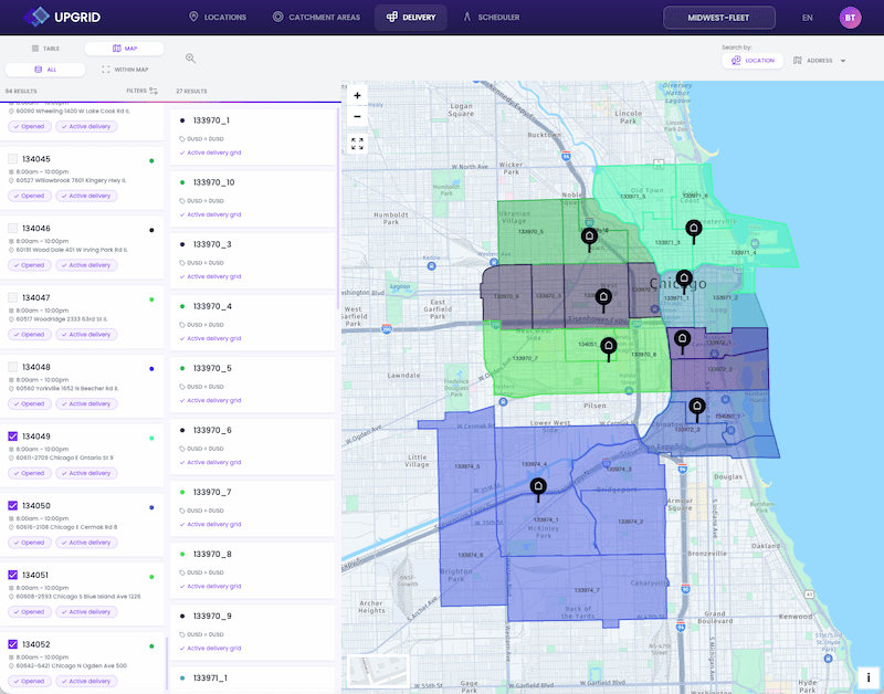 UpGrid areas designing