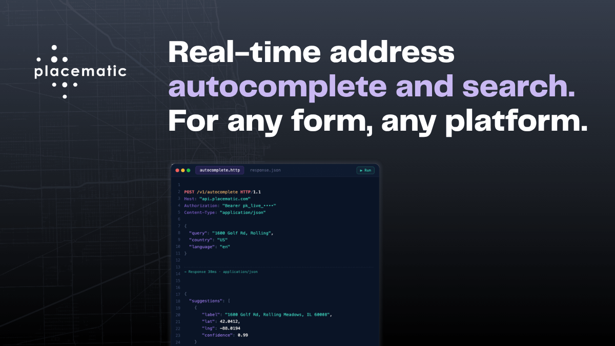 Address Autocomplete API — Real-Time Completion | Placematic