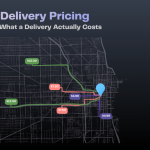 Dynamic delivery pricing map showing delivery zones priced by distance — closer zones cheaper, farther zones higher, based on real road routing