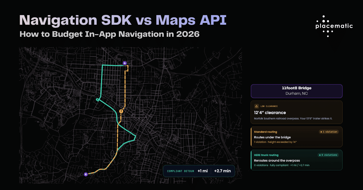 Comparison of navigation SDK and maps API cost models for fleet applications