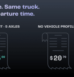 Toll cost comparison on one Illinois lane: $20.70 returned without a vehicle profile versus $55.00 with height, weight and five axles specified